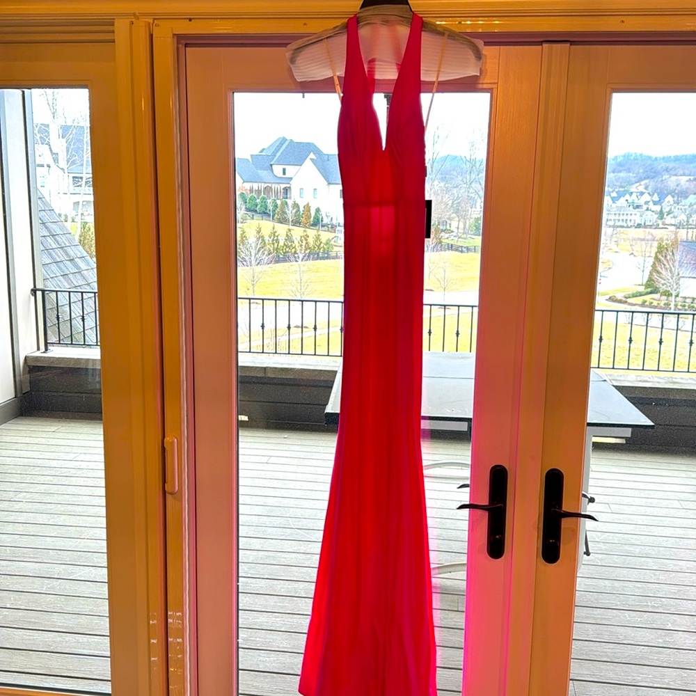 Fabiana Hot Pink bustle back dress with smal train